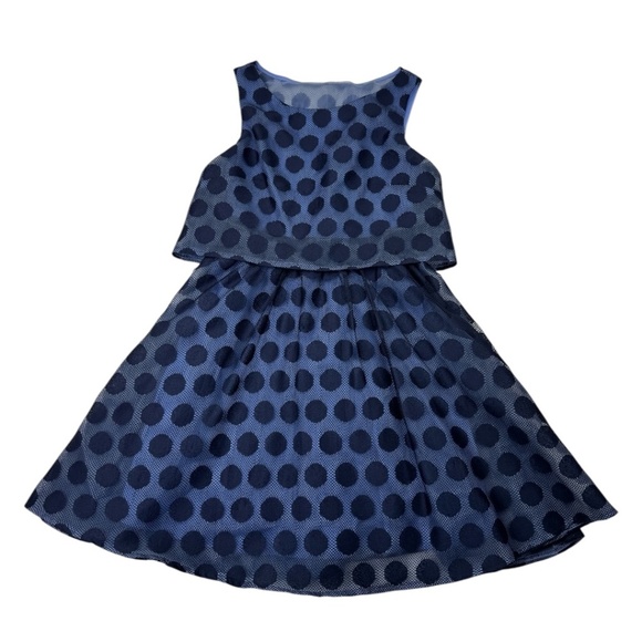Betsy Johnson Navy Polka Dot Popover Dress - Picture 1 of 10